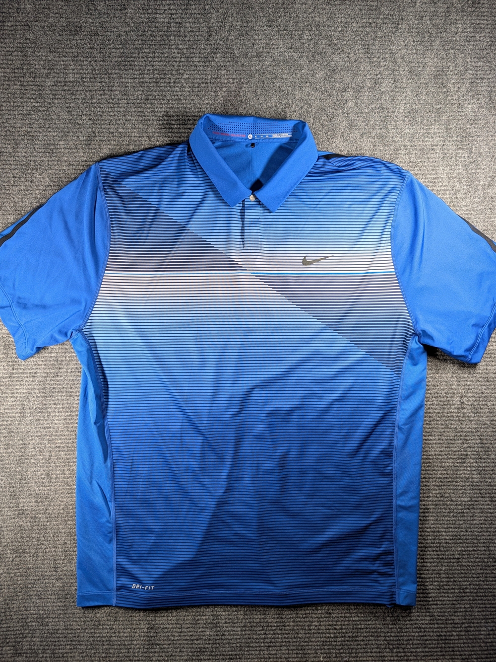 Tiger Woods Collection Nike Golf Performance Polo Blue Geometric Men's Size XL